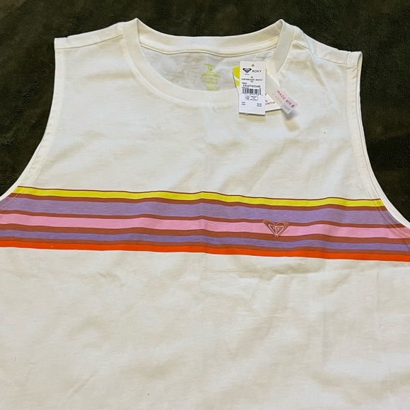 Roxy women’s white tank top with multicolored stripe size xl - Picture 2 of 4